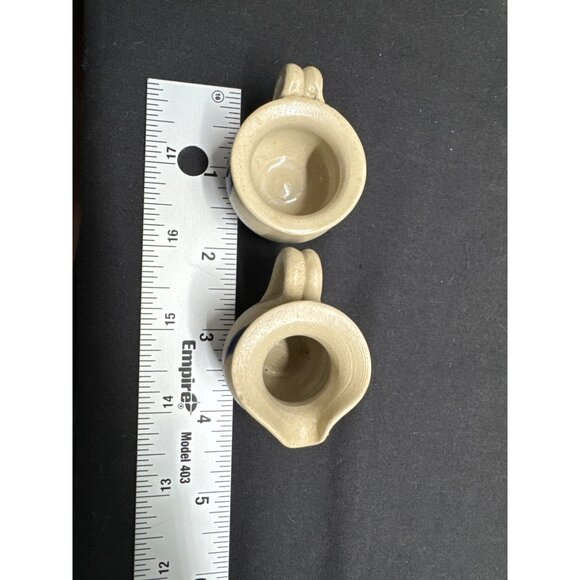 Miniature Williamsburg Pottery Miniture Creamer & Sugar Set With Blue Leaf Desig - Picture 2 of 8